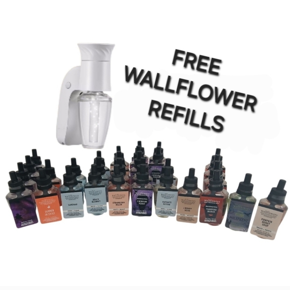 5 Bath & Body Works Wallflower Refills + BBW Compatable Plug-in w/ Nightlight